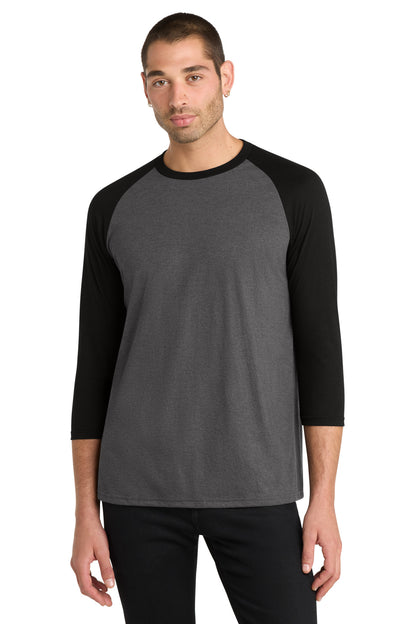 District Perfect Tri 3/4-Sleeve Raglan DM136 Black/ Black Frost