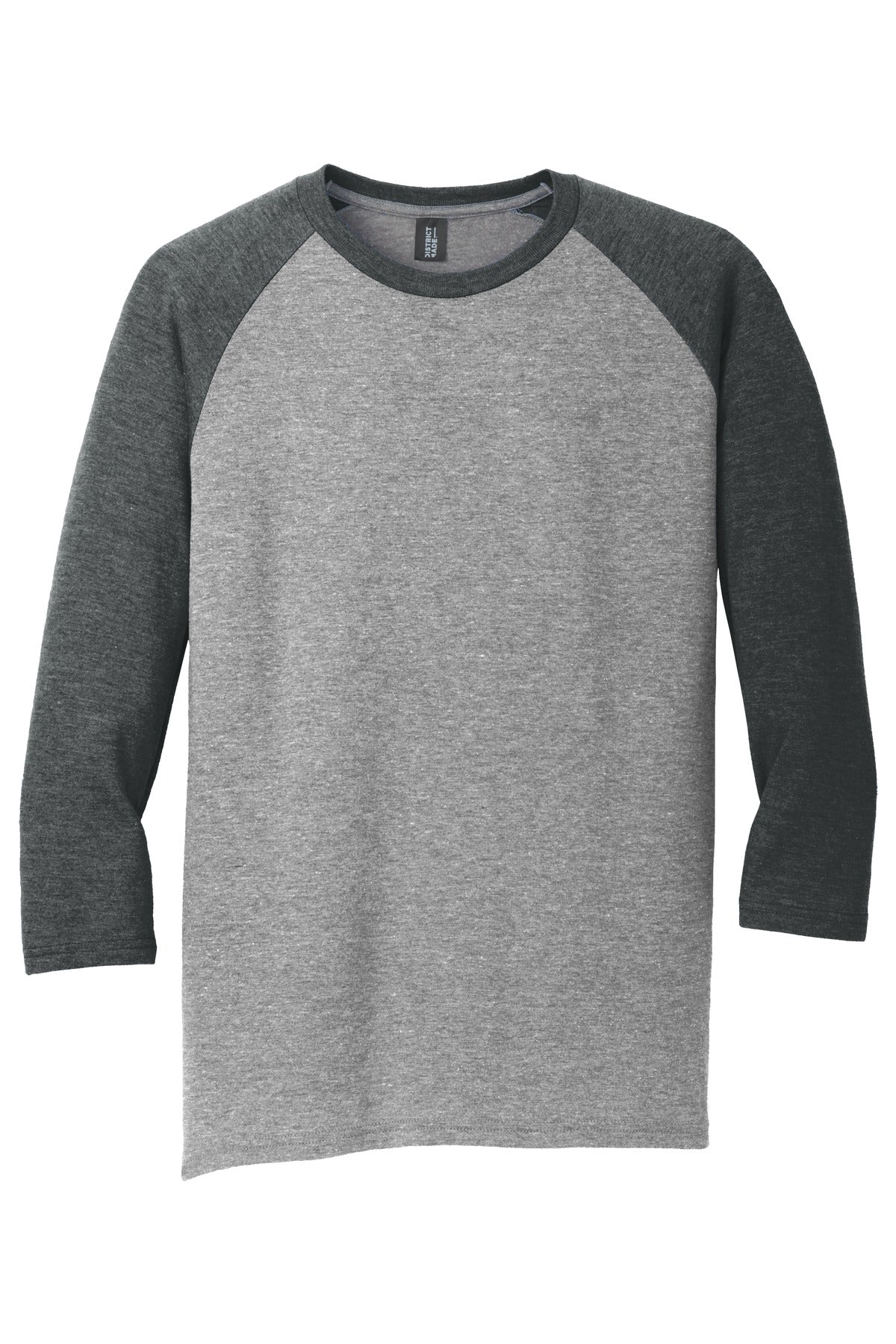 District Perfect Tri 3/4-Sleeve Raglan DM136 Black Frost/ Grey Frost