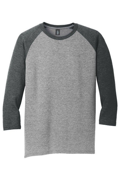District Perfect Tri 3/4-Sleeve Raglan DM136 Black Frost/ Grey Frost