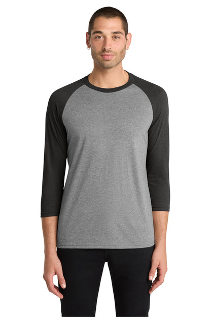 District Perfect Tri 3/4-Sleeve Raglan DM136 Black Frost/ Grey Frost