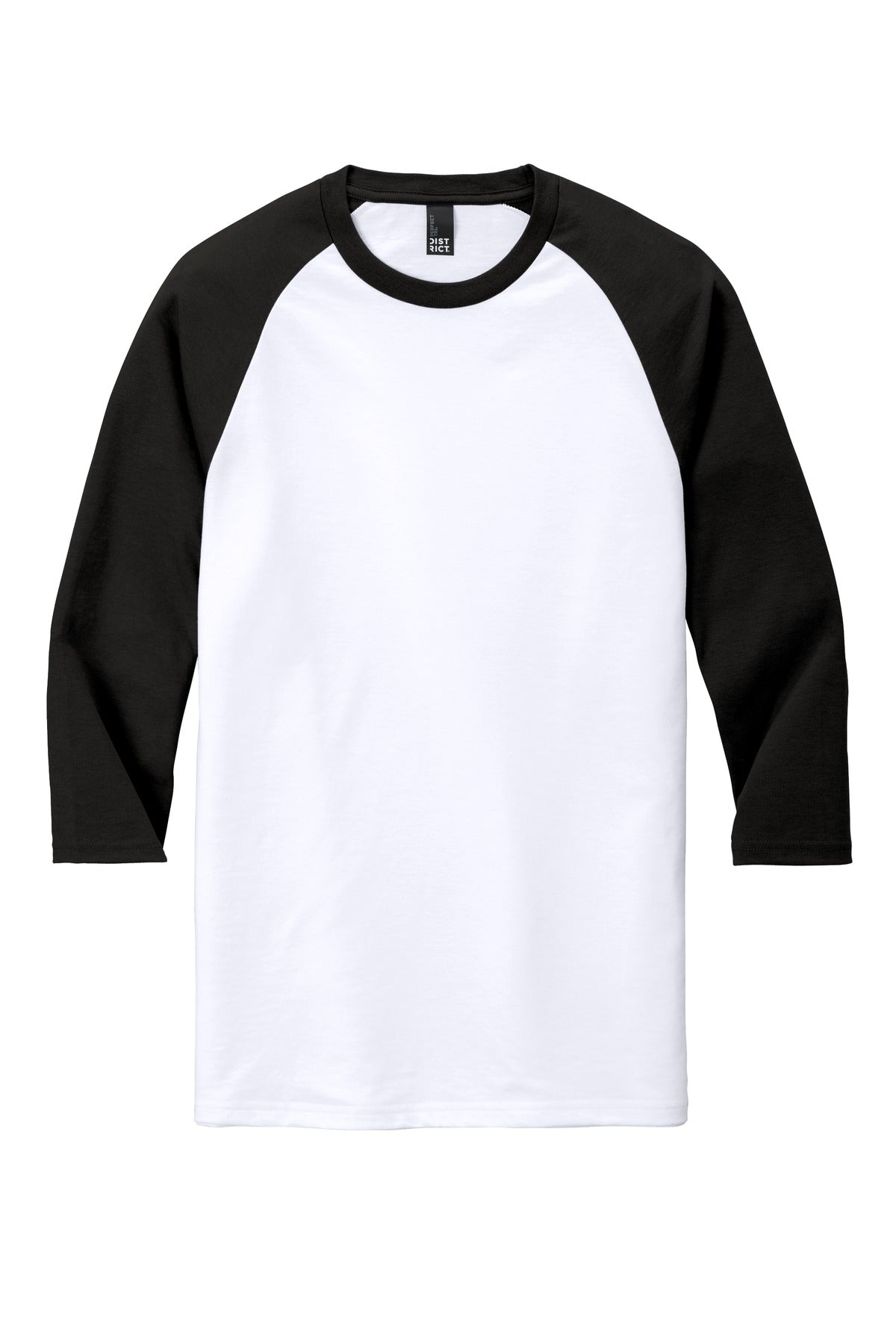 District Perfect Tri 3/4-Sleeve Raglan DM136 Black/ White