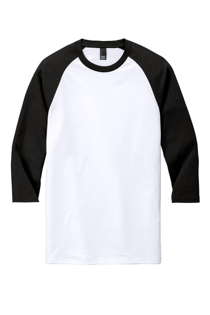 District Perfect Tri 3/4-Sleeve Raglan DM136 Black/ White