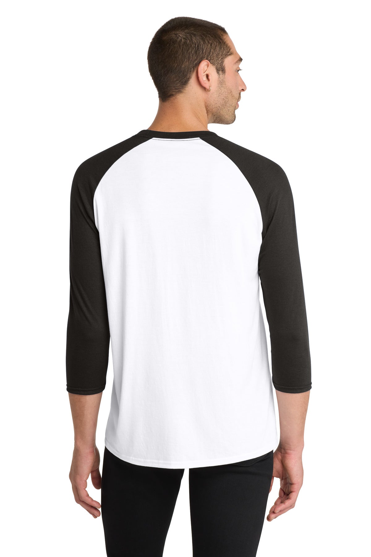 District Perfect Tri 3/4-Sleeve Raglan DM136 Black/ White