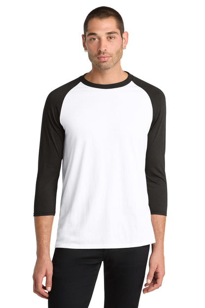 District Perfect Tri 3/4-Sleeve Raglan DM136 Black/ White