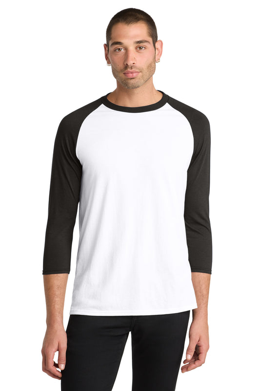 District Perfect Tri 3/4-Sleeve Raglan DM136 Black/ White