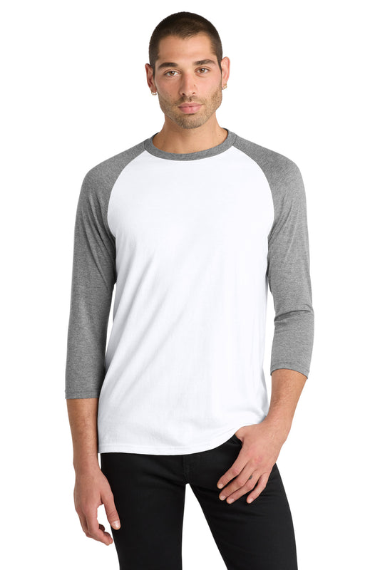 District Perfect Tri 3/4-Sleeve Raglan DM136 Grey Frost/ White
