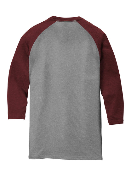 District Perfect Tri 3/4-Sleeve Raglan DM136 Maroon Frost/ Grey Frost