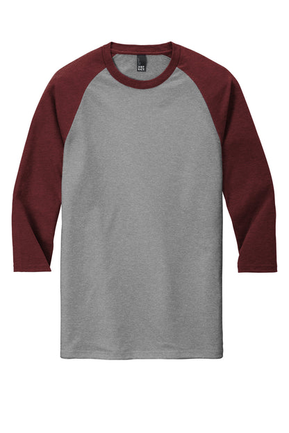 District Perfect Tri 3/4-Sleeve Raglan DM136 Maroon Frost/ Grey Frost