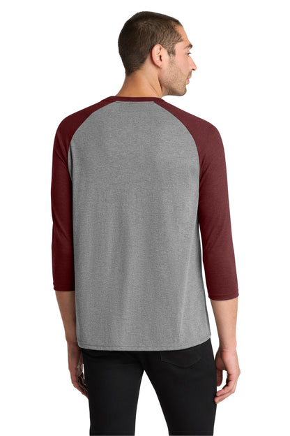 District Perfect Tri 3/4-Sleeve Raglan DM136 Maroon Frost/ Grey Frost
