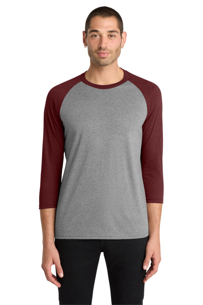District Perfect Tri 3/4-Sleeve Raglan DM136 Maroon Frost/ Grey Frost