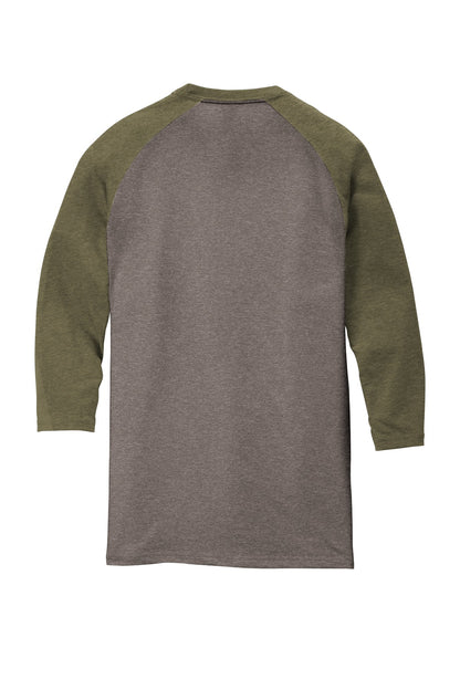 District Perfect Tri 3/4-Sleeve Raglan DM136 Military Green Frost/ Grey Frost