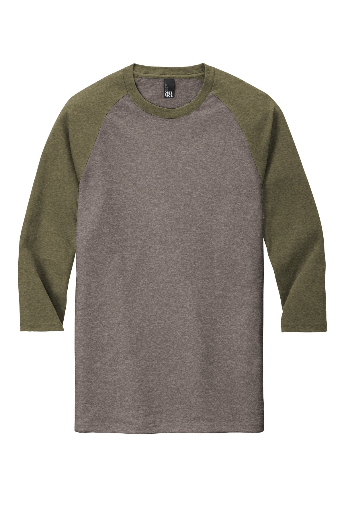 District Perfect Tri 3/4-Sleeve Raglan DM136 Military Green Frost/ Grey Frost