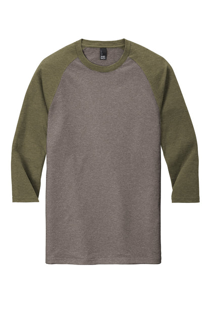 District Perfect Tri 3/4-Sleeve Raglan DM136 Military Green Frost/ Grey Frost