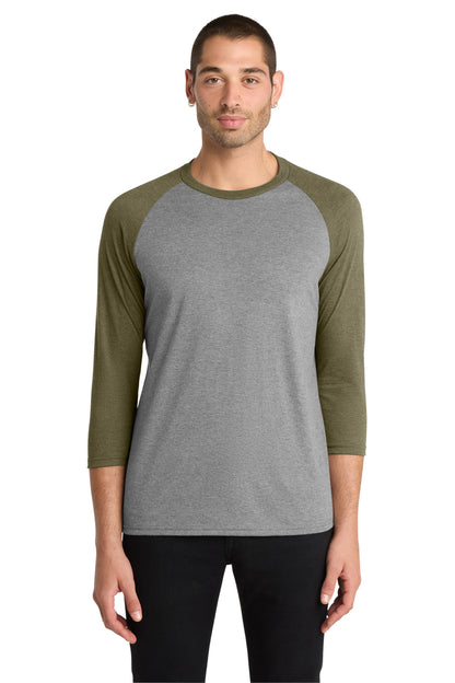 District Perfect Tri 3/4-Sleeve Raglan DM136 Military Green Frost/ Grey Frost