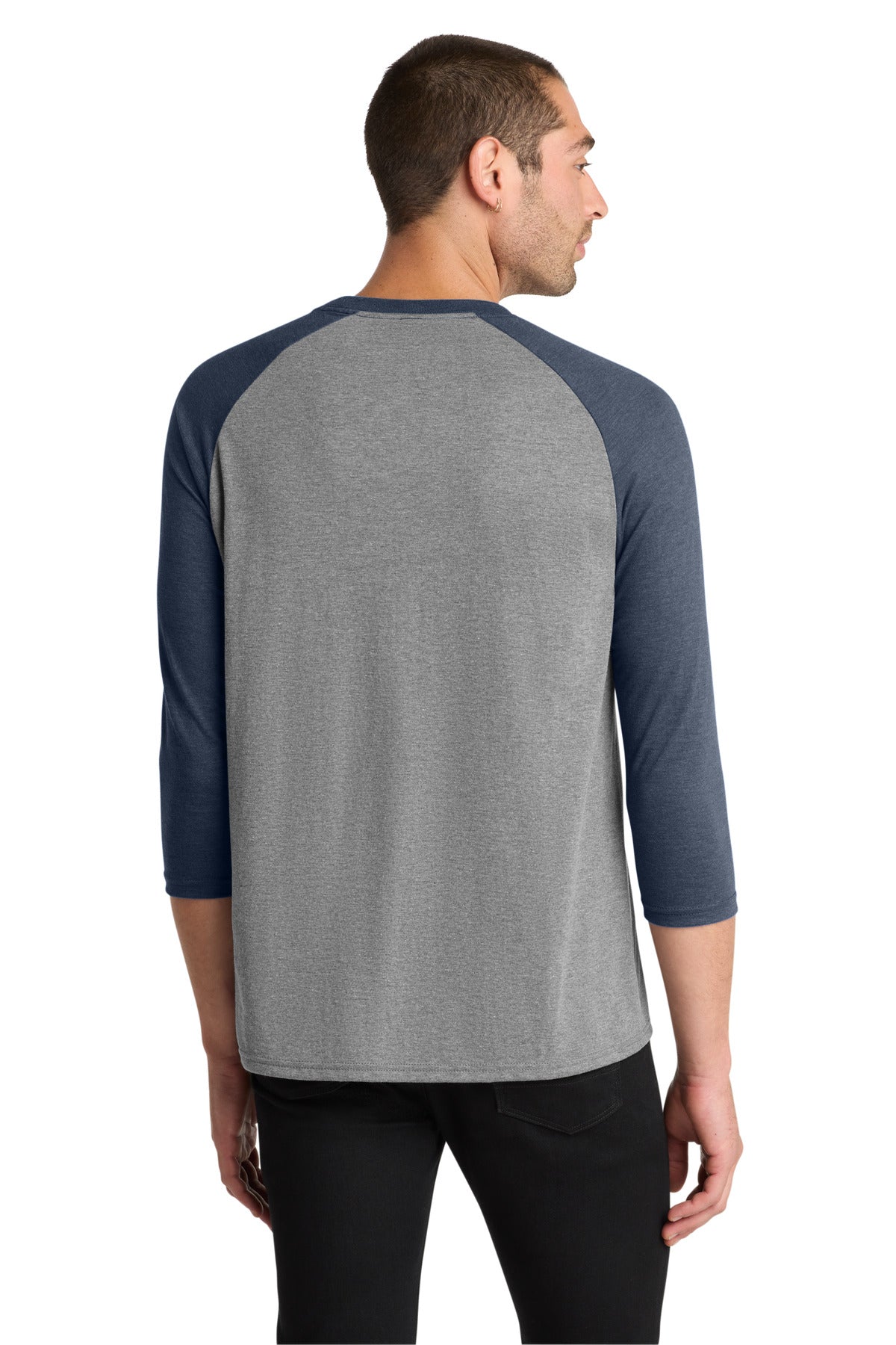 District Perfect Tri 3/4-Sleeve Raglan DM136 Navy Frost/ Grey Frost