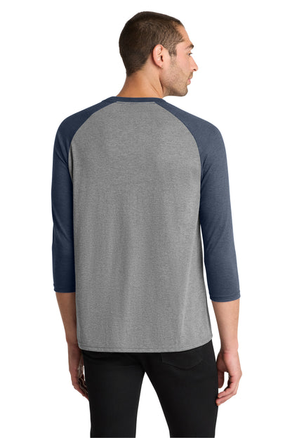 District Perfect Tri 3/4-Sleeve Raglan DM136 Navy Frost/ Grey Frost
