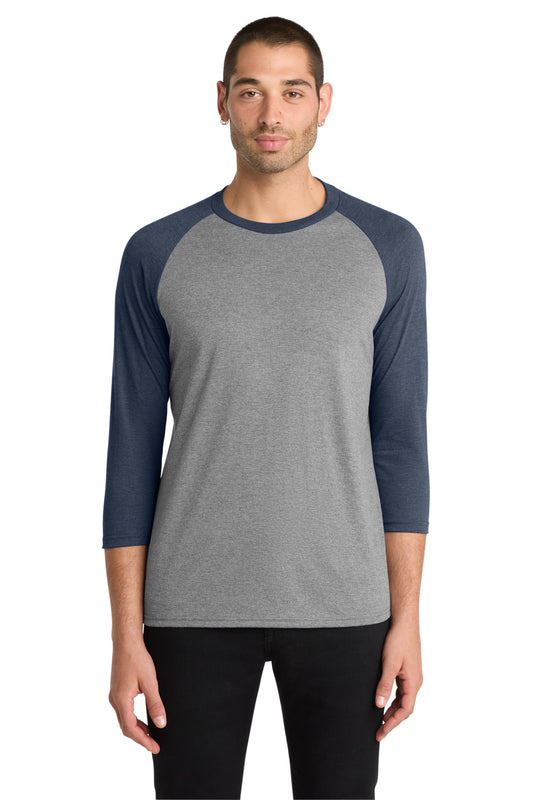 District Perfect Tri 3/4-Sleeve Raglan DM136 Navy Frost/ Grey Frost