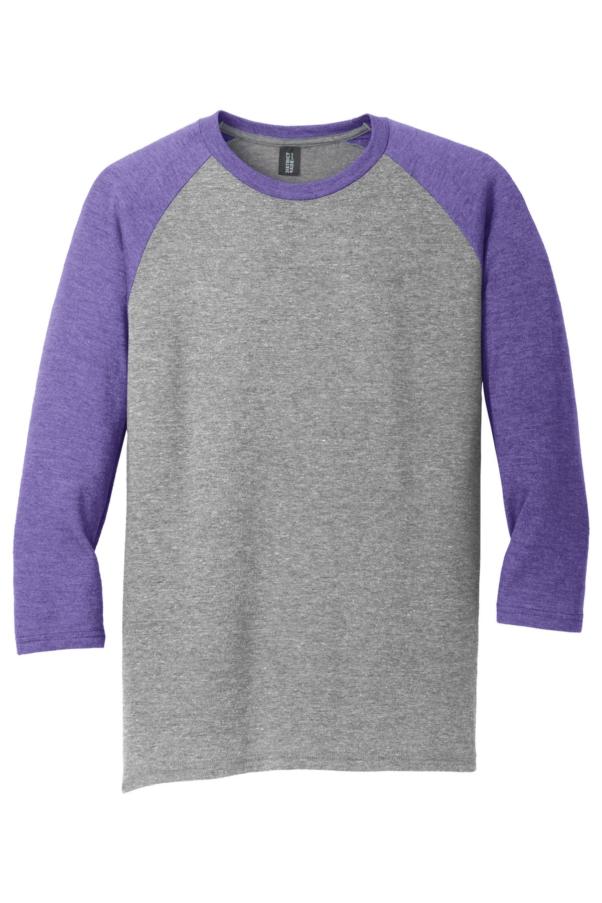 District Perfect Tri 3/4-Sleeve Raglan DM136 Purple Frost/ Grey Frost