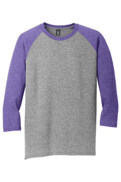 District Perfect Tri 3/4-Sleeve Raglan DM136 Purple Frost/ Grey Frost
