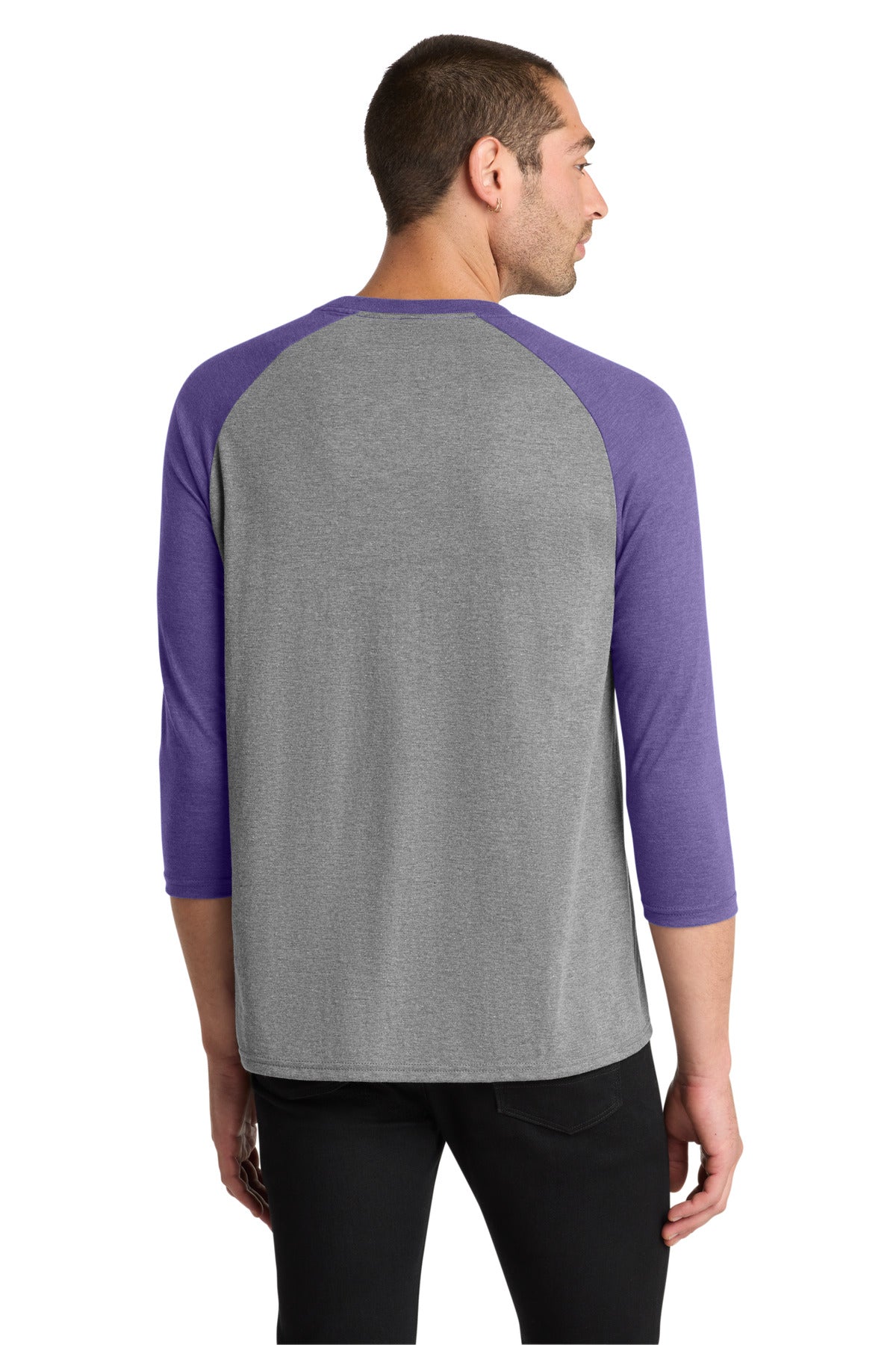District Perfect Tri 3/4-Sleeve Raglan DM136 Purple Frost/ Grey Frost