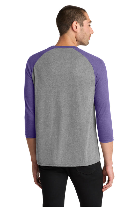 District Perfect Tri 3/4-Sleeve Raglan DM136 Purple Frost/ Grey Frost