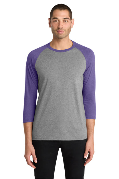 District Perfect Tri 3/4-Sleeve Raglan DM136 Purple Frost/ Grey Frost