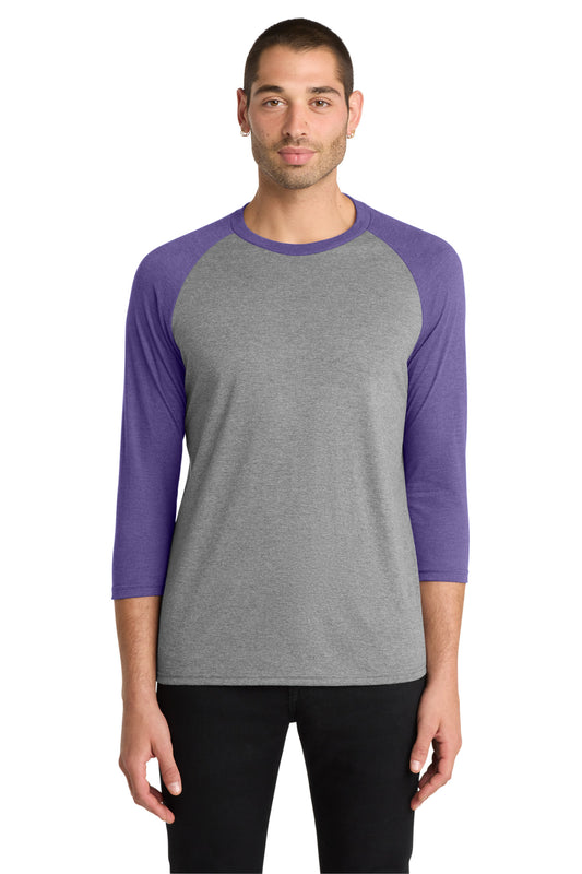 District Perfect Tri 3/4-Sleeve Raglan DM136 Purple Frost/ Grey Frost