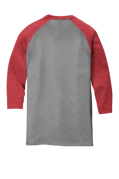 District Perfect Tri 3/4-Sleeve Raglan DM136 Red Frost/ Grey Frost
