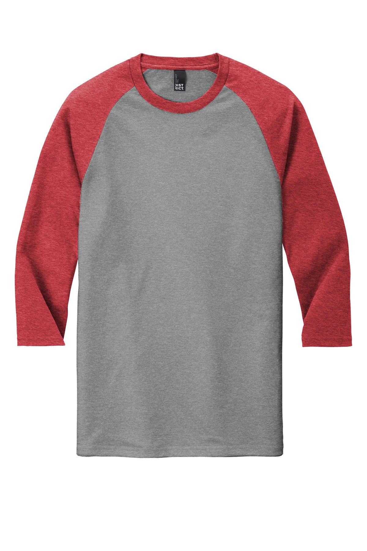 District Perfect Tri 3/4-Sleeve Raglan DM136 Red Frost/ Grey Frost