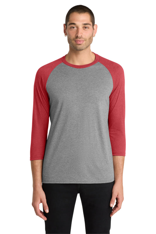 District Perfect Tri 3/4-Sleeve Raglan DM136 Red Frost/ Grey Frost