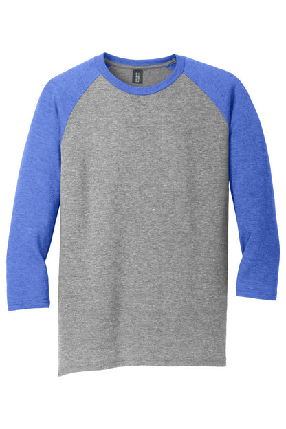 District Perfect Tri 3/4-Sleeve Raglan DM136 Royal Frost/ Grey Frost