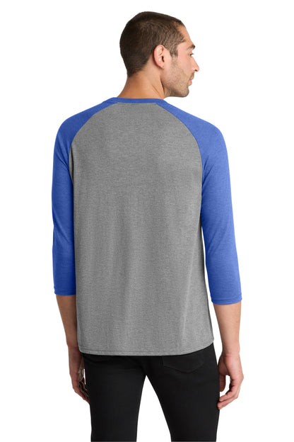 District Perfect Tri 3/4-Sleeve Raglan DM136 Royal Frost/ Grey Frost