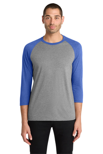 District Perfect Tri 3/4-Sleeve Raglan DM136 Royal Frost/ Grey Frost