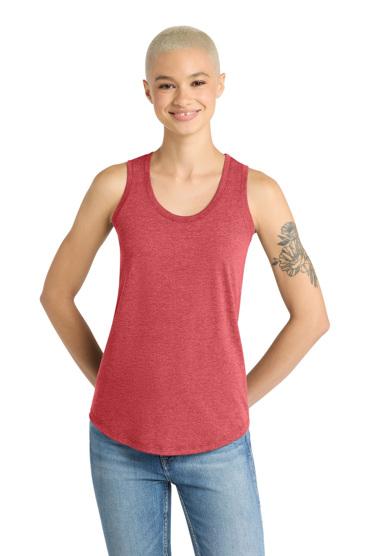 District Women's Perfect Tri Racerback Tank DM138L Red Frost