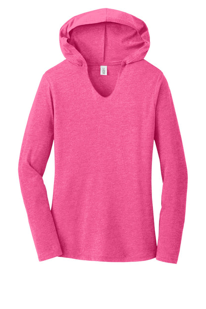 District Women's Perfect Tri Long Sleeve Hoodie DM139L Fuchsia Frost