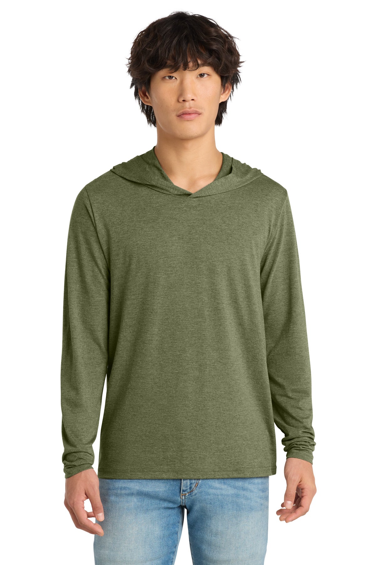 District Perfect Tri Long Sleeve Hoodie DM139 Military Green Frost