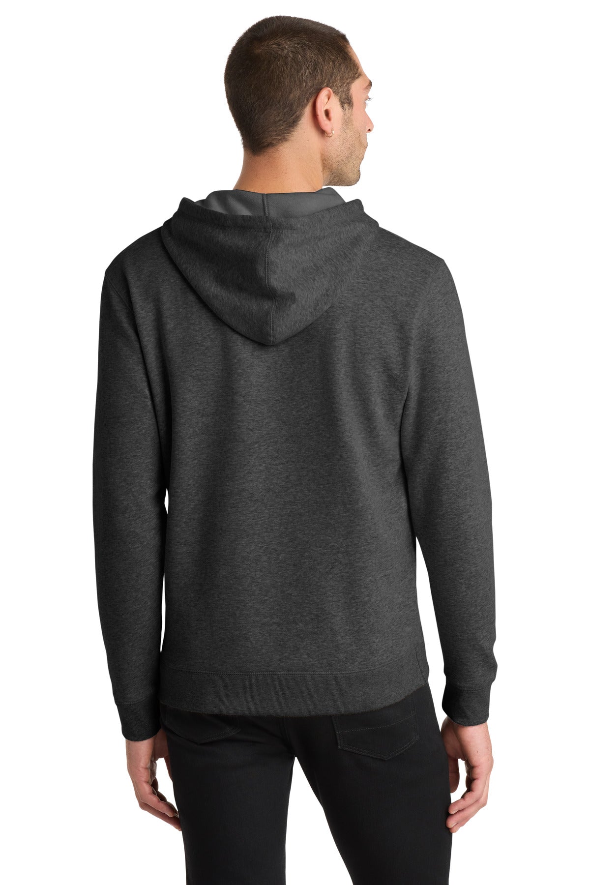 District Lightweight Fleece Hoodie DM391 Heathered Black