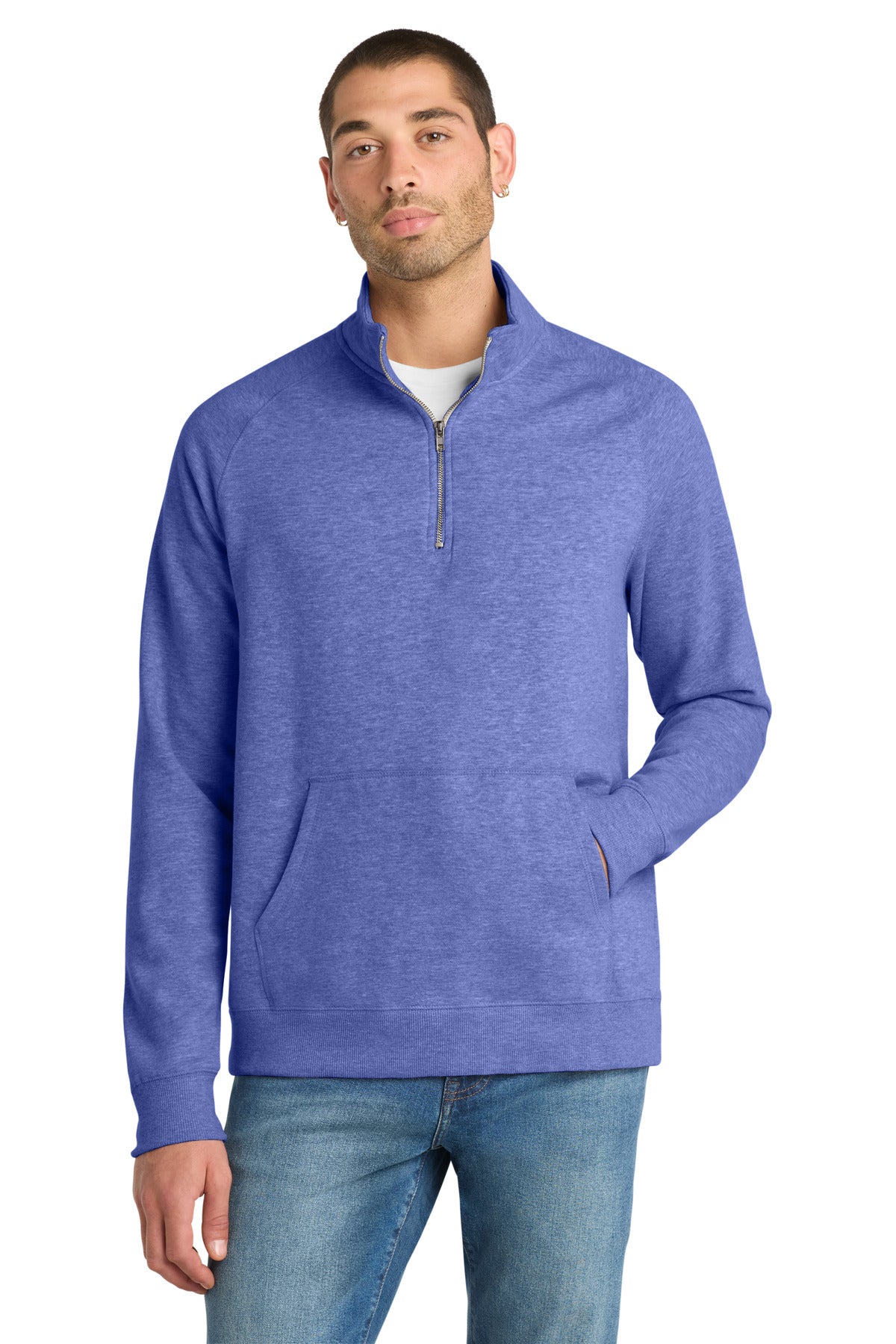 District Lightweight Fleece 1/4-Zip DM392 Heathered Deep Royal