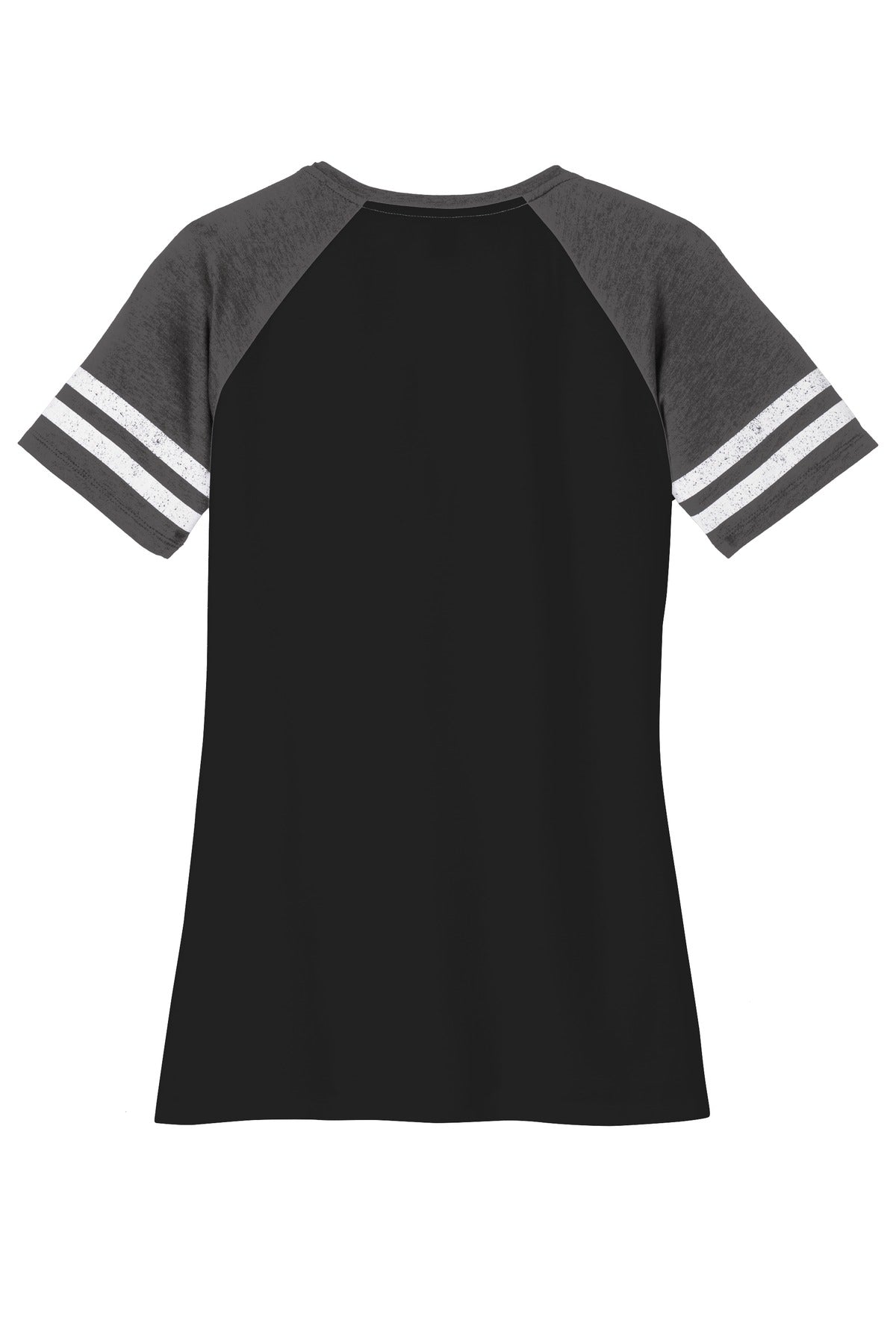 District Women's Game V-Neck Tee DM476 Black/ Heathered Charcoal
