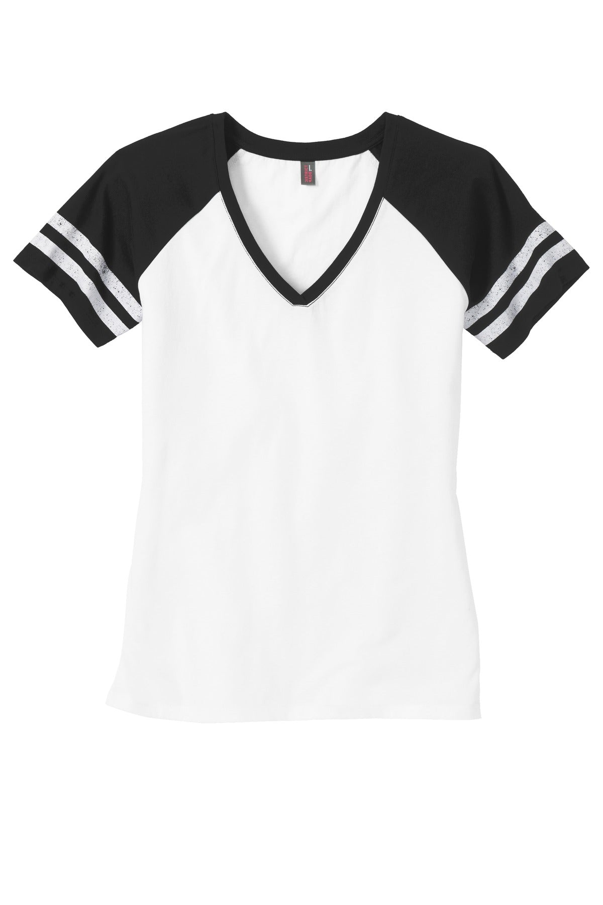 District Women's Game V-Neck Tee DM476 White/ Black