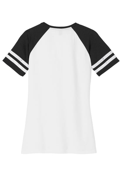 District Women's Game V-Neck Tee DM476 White/ Black