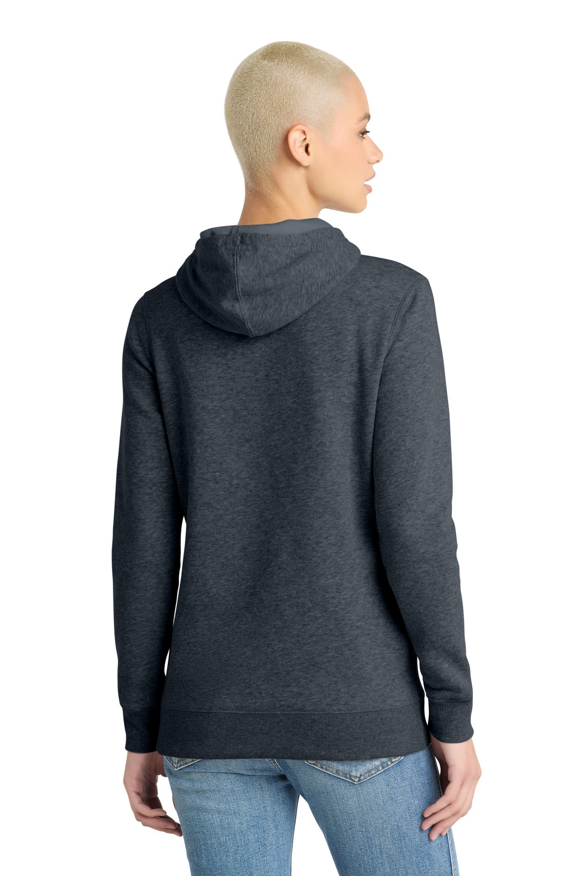 District Women's Lightweight Fleece Hoodie DM493 Heathered Navy