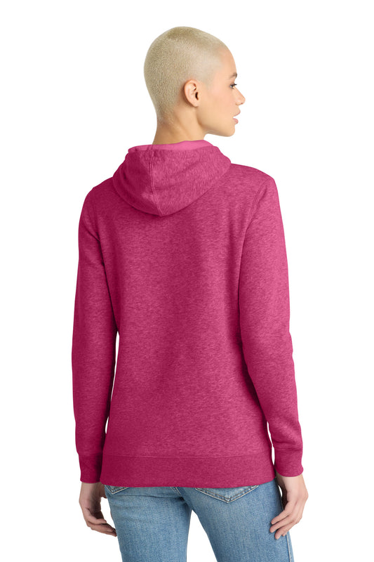 District Women's Lightweight Fleece Hoodie DM493 Heathered Pink Azalea