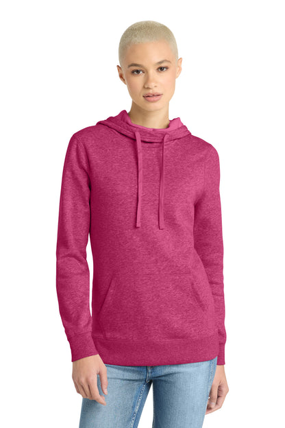 District Women's Lightweight Fleece Hoodie DM493 Heathered Pink Azalea