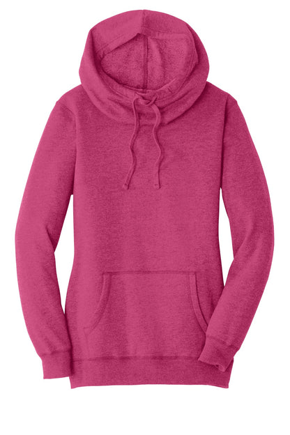 District Women's Lightweight Fleece Hoodie DM493 Heathered Pink Azalea