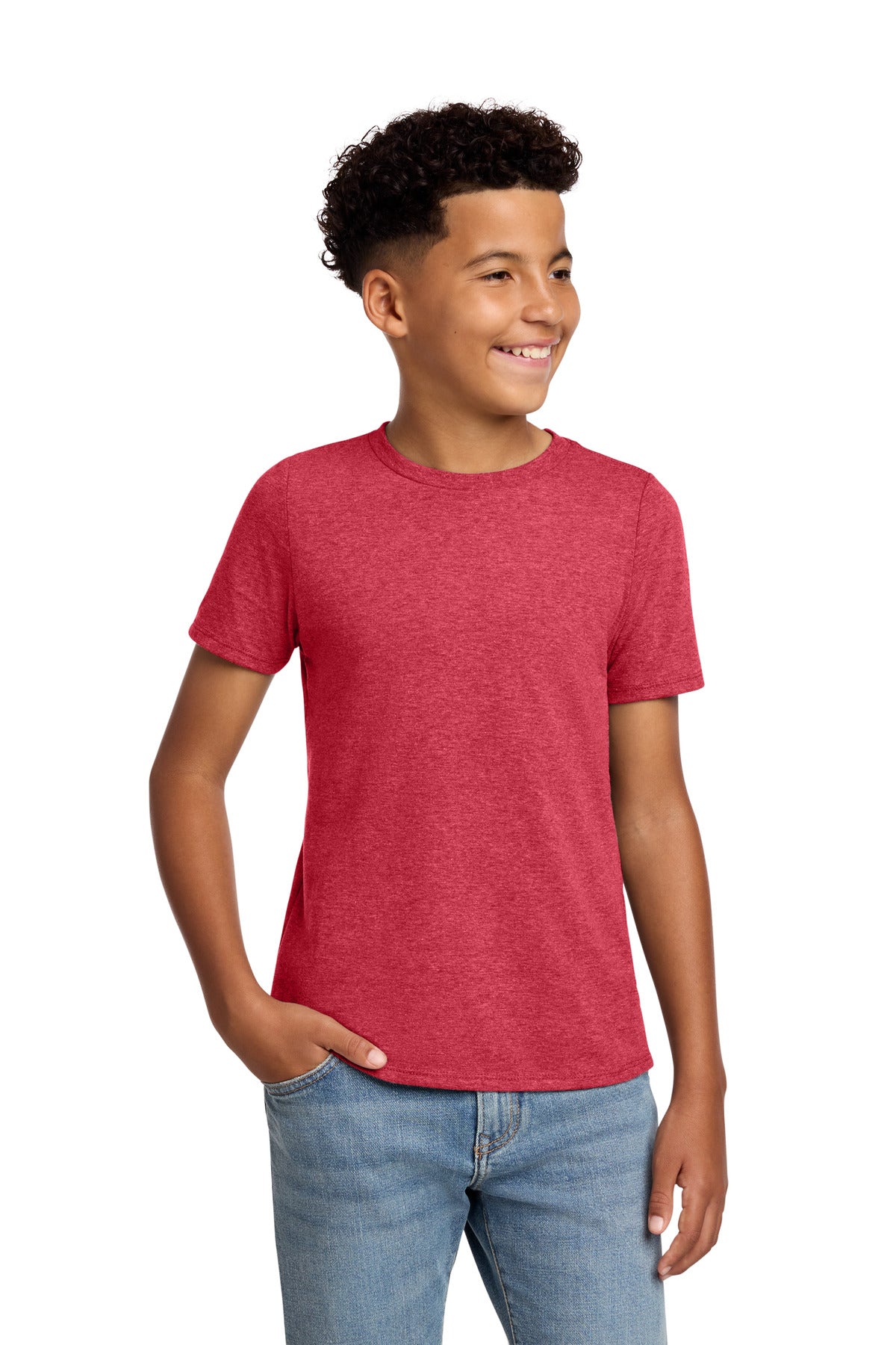District Youth Perfect Blend CVC Tee DT108Y Heathered Red