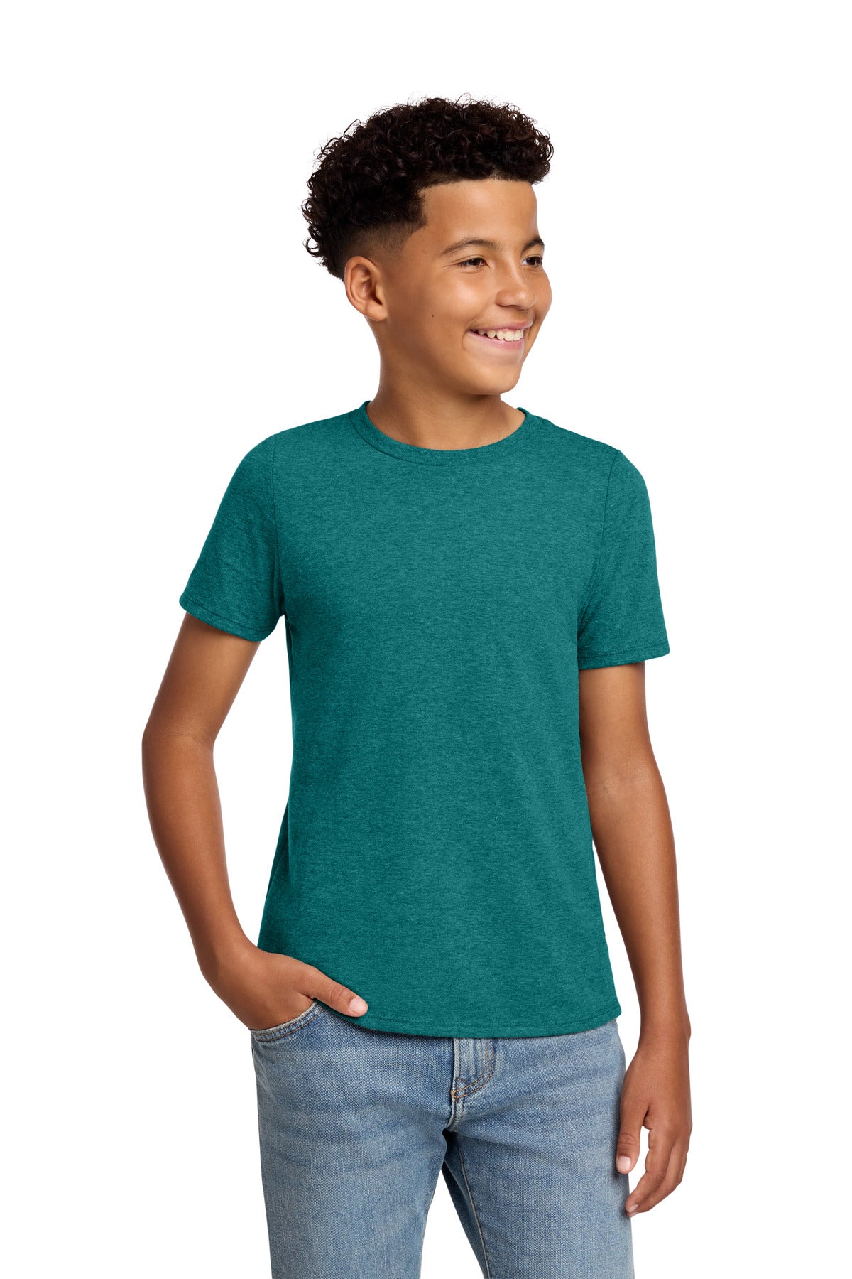 District Youth Perfect Blend CVC Tee DT108Y Heathered Teal