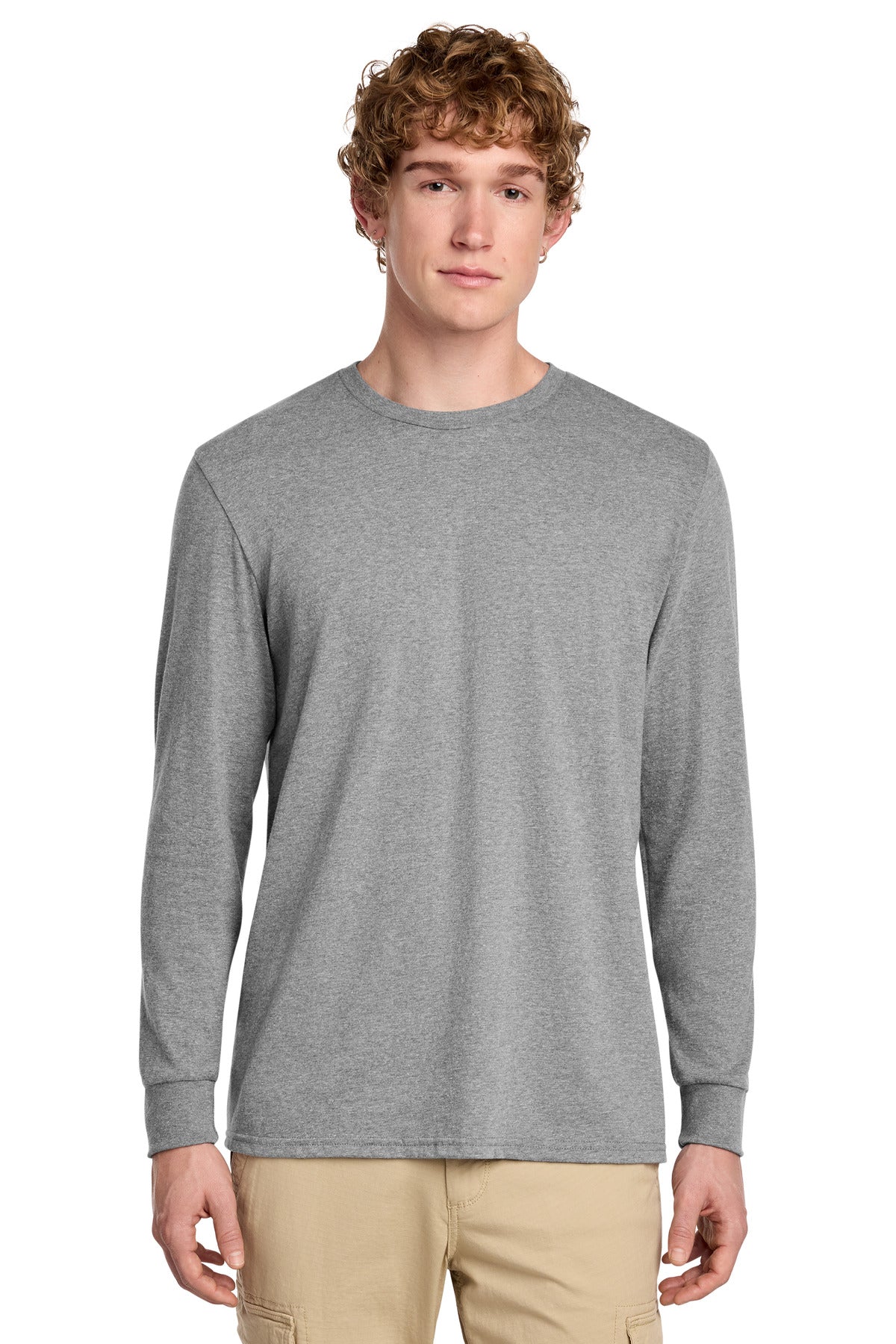 District Perfect Blend CVC Long Sleeve Tee DT109 Grey Frost