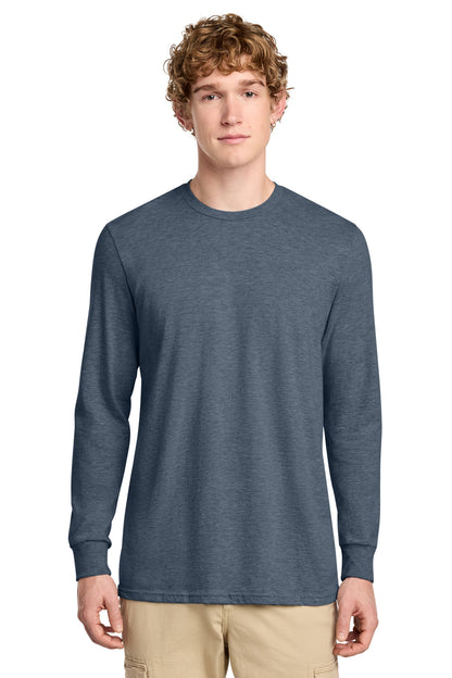 District Perfect Blend CVC Long Sleeve Tee DT109 Heathered Navy