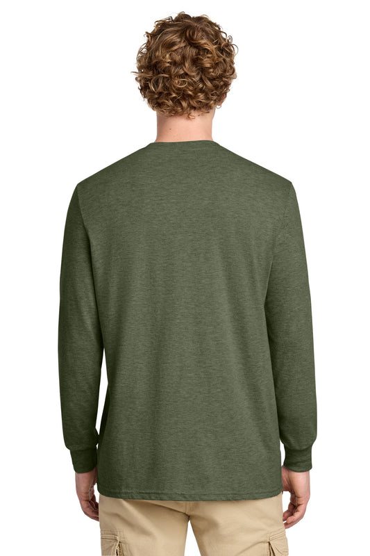 District Perfect Blend CVC Long Sleeve Tee DT109 Heathered Olive